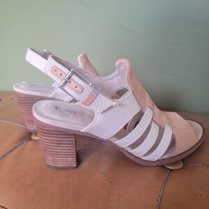 Toms Cream Heels with Suede-Like Insole